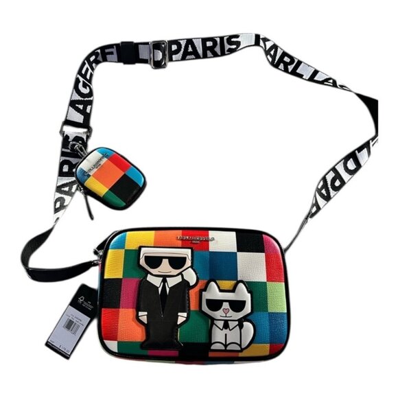 Karl Lagerfeld MultiColor Crossbody Purse with Guitar Strap! NWT! - Picture 1 of 5